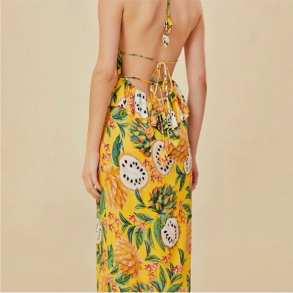 Farm Rio Biriba Yellow Sleeveless Midi Dress Anthropologie NWT Women’s XL - Picture 5 of 16